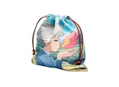 LOEWE x Howl's Moving Castle Calcifer Drawstring Pouch In Canvas "Multicolor"