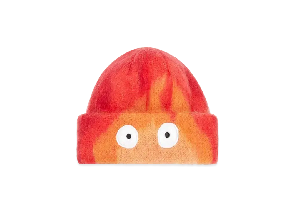 LOEWE x Howl's Moving Castle Calcifer Beanie In Mohair and Wool Blend "Orange/Red"