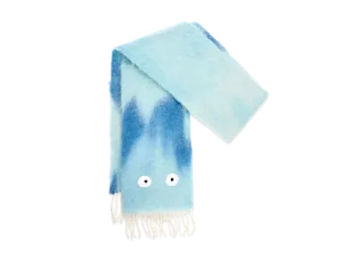 LOEWE x Howl's Moving Castle Calcifer Scarf In Mohair and Wool Blend "Blue/Light Blue"