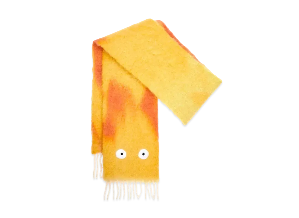 LOEWE x Howl's Moving Castle Calcifer Scarf In Mohair and Wool Blend "Orange/Red"