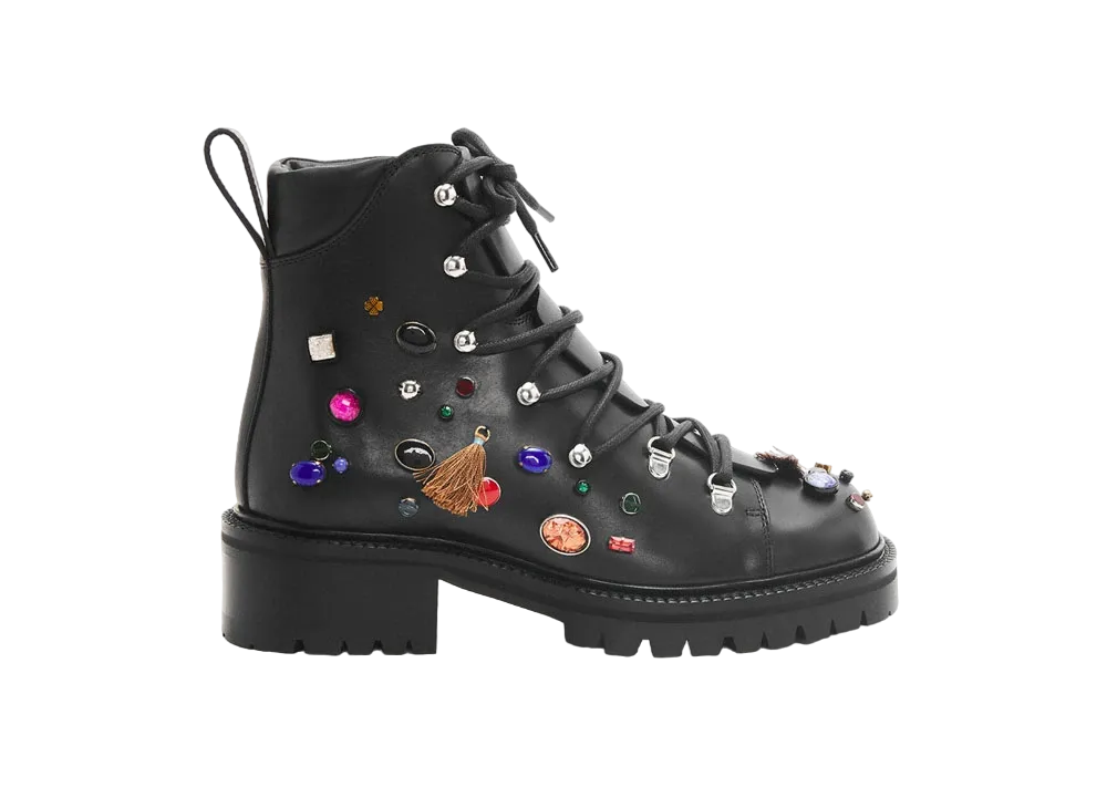 LOEWE x Howl's Moving Castle Embellished Boots In Calfskin "Black"