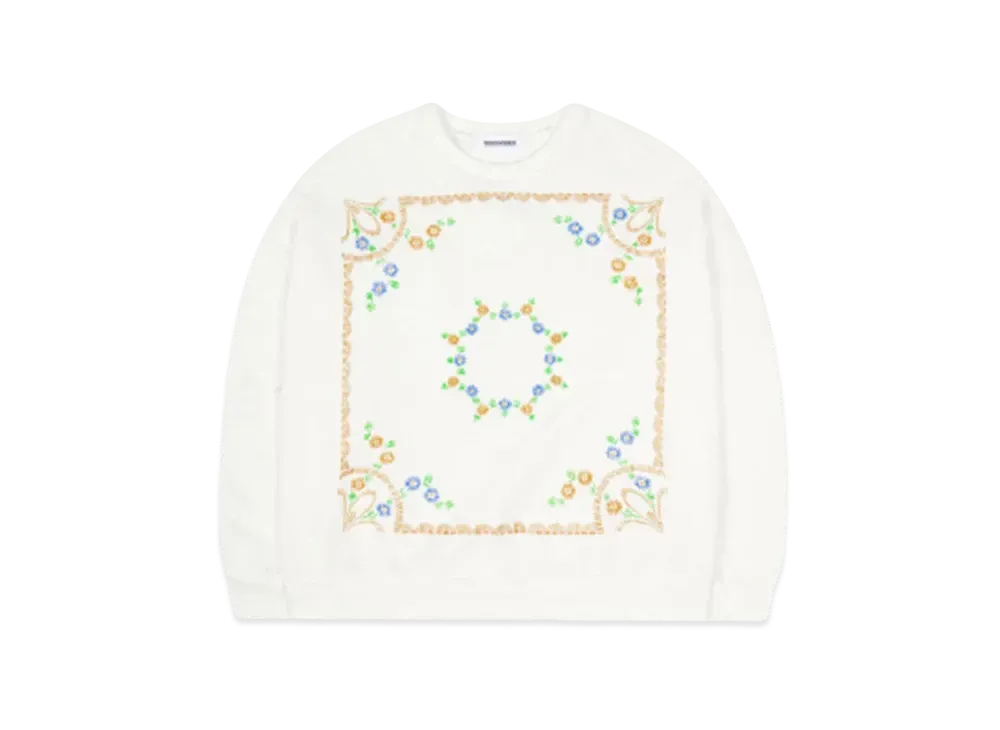 DISCOVERED FLOWER EMBROIDERY SWEAT "WHITE"