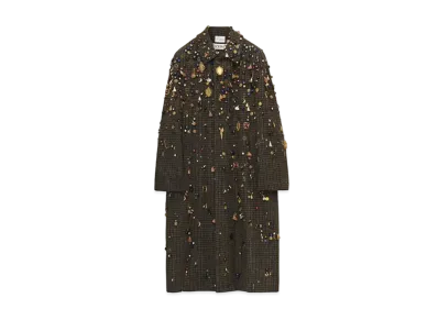 LOEWE x Howl's Moving Castle Embellished Long Coat In Wool "Green/Brown"