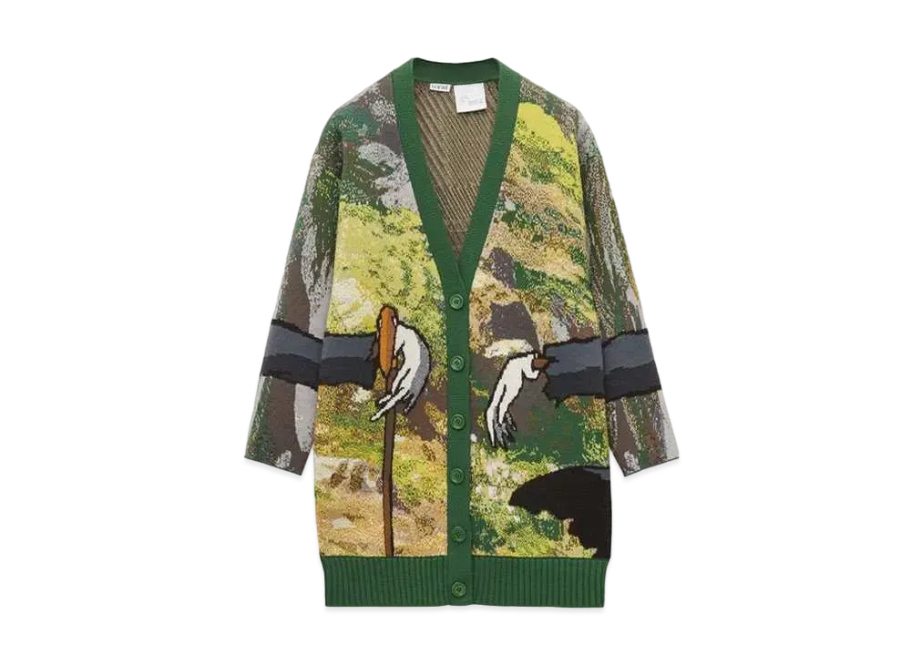 LOEWE x Howl's Moving Castle Turnip Head Cardigan In Wool "Green/Multicolor"