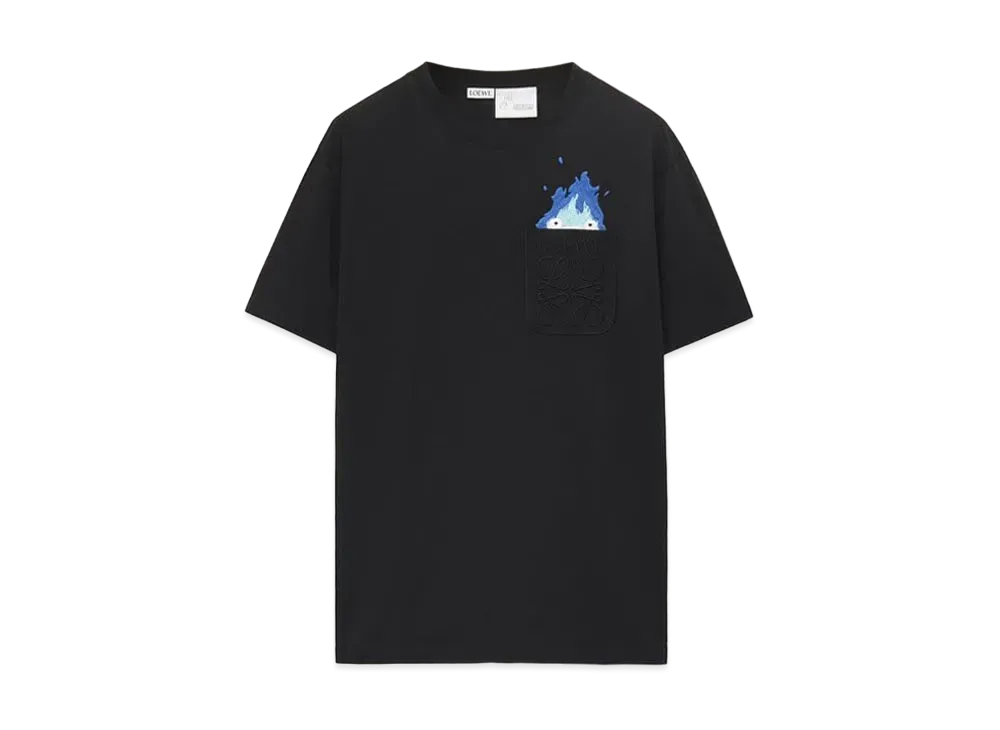 LOEWE x Howl's Moving Castle Calcifer Pocket T-shirt In Cotton "Black"