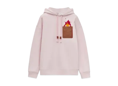 LOEWE x Howl's Moving Castle Calcifer Leather Patch Hoodie In Cotton "Chalk"