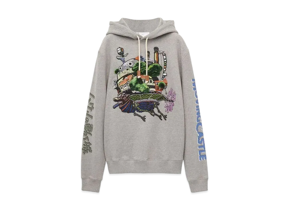 LOEWE x Howl's Moving Castle Moving Castle Embroidered Hoodie In Cotton "Gray"