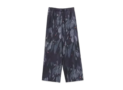 LOEWE x Howl's Moving Castle Feathers Pyjama Trousers In Silk "Navy Blue"