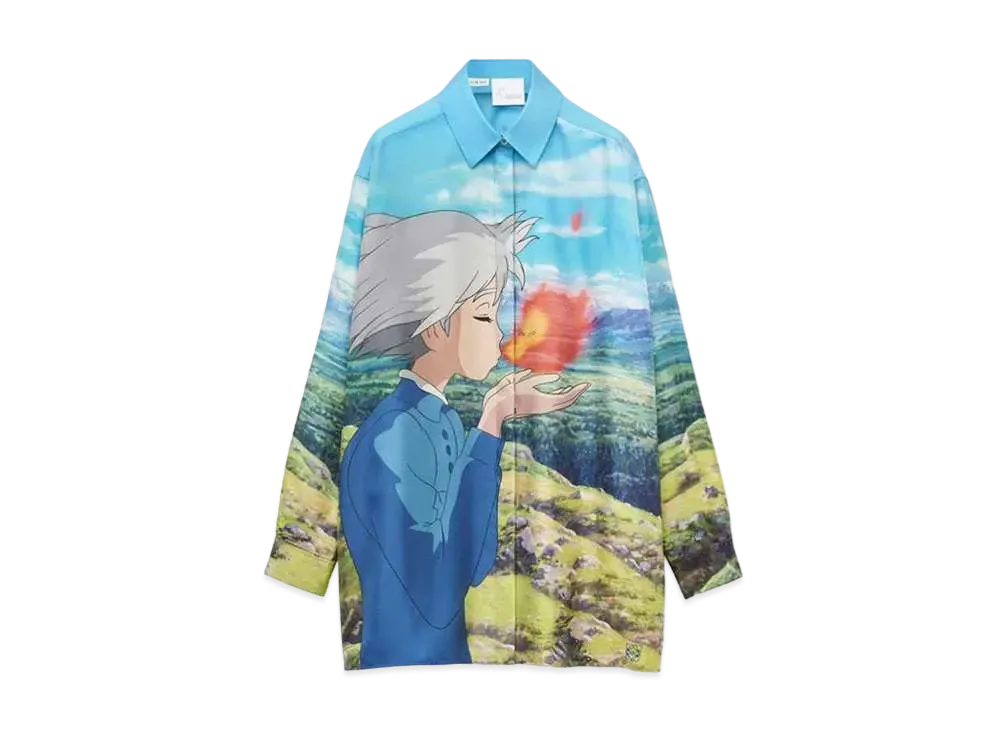LOEWE x Howl's Moving Castle Calcifer Shirt In Silk "Multicolor"