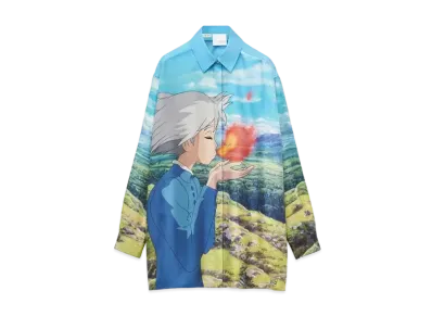 LOEWE x Howl's Moving Castle Calcifer Shirt In Silk "Multicolor"