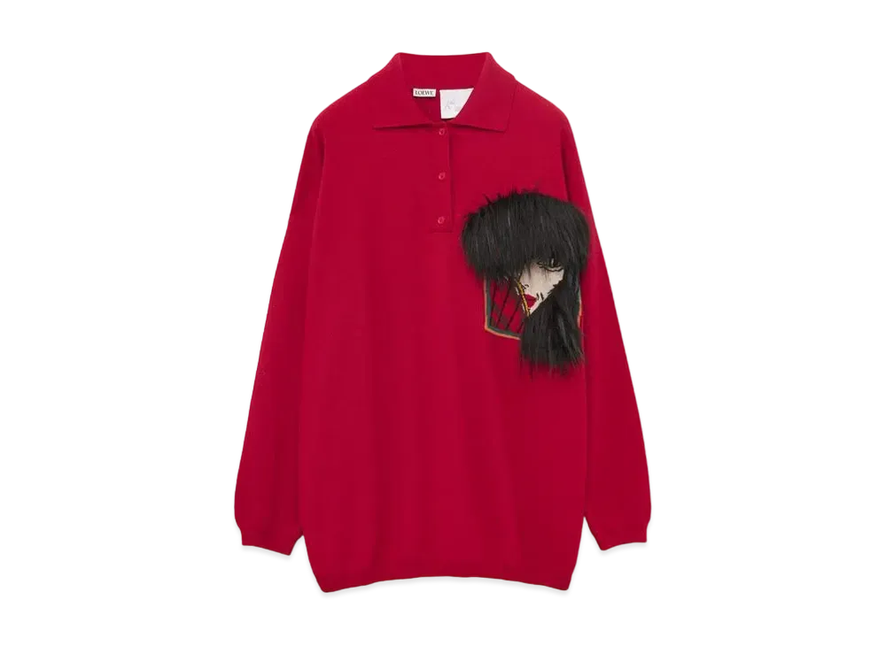 LOEWE x Howl's Moving Castle Witch Of The Waste Polo Sweater In Wool "Red"