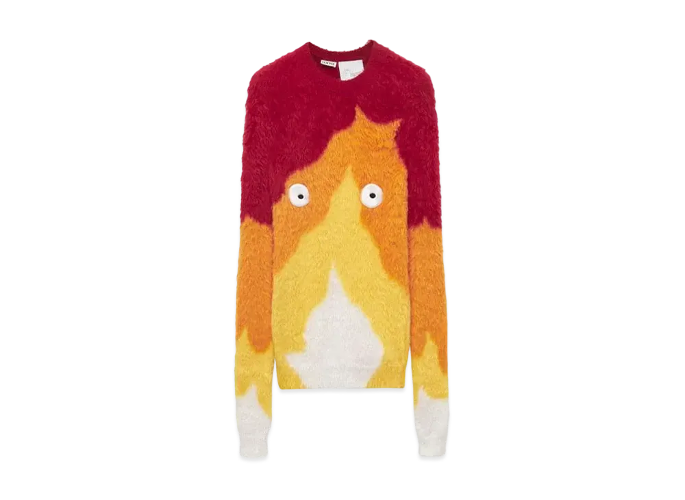LOEWE x Howl's Moving Castle Calcifer Sweater In Intarsia Knit "Orange Multitone"