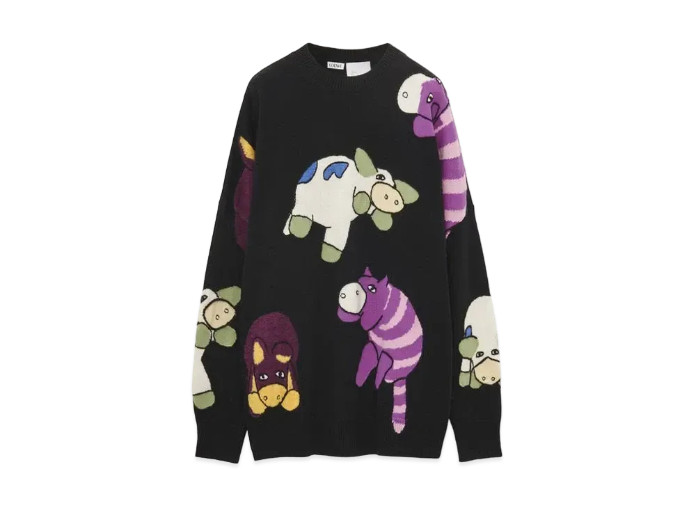 LOEWE x Howl's Moving Castle Magical Animals Sweater In Wool "Black/Multicolor"