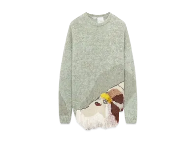 LOEWE x Howl's Moving Castle Heen Embroidered Sweater In Wool "Aniseed Green"