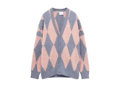 LOEWE x Howl's Moving Castle Diamonds Cardigan In Wool and Cashmere Blend "Lys/Salmon"