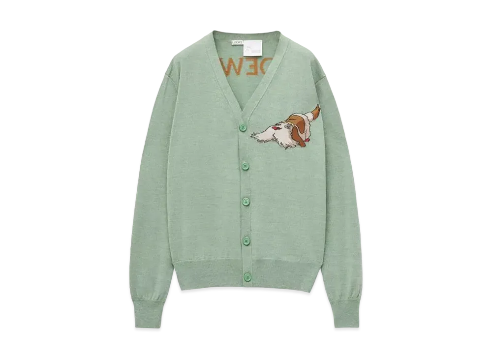 LOEWE x Howl's Moving Castle Heen Cardigan In Wool "Aniseed Green"