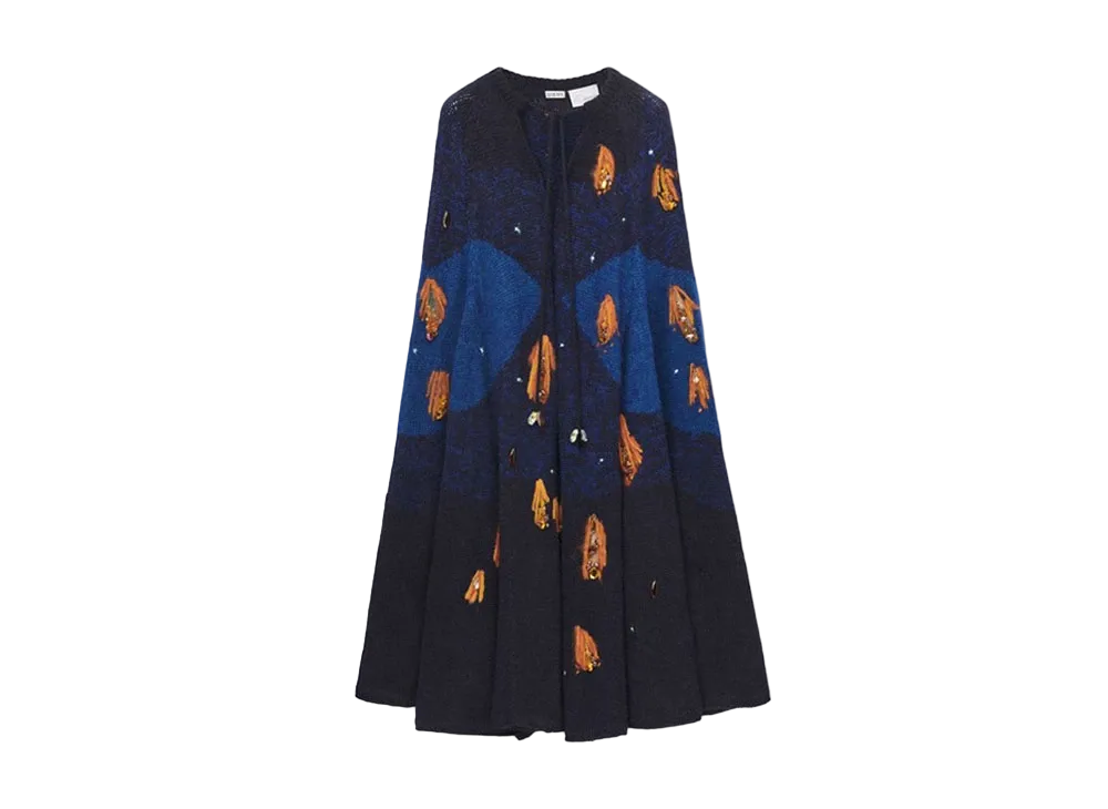 LOEWE x Howl's Moving Castle Magical Sky Cape In Wool and Alpaca Blend "Dark Blue"