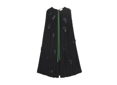 LOEWE x Howl's Moving Castle Feathers Cape In Mohair and Wool Blend "Black"