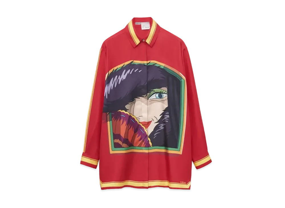 LOEWE x Howl's Moving Castle Witch Of The Waste Shirt In Silk "Pink/Yellow"