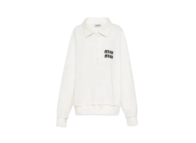 MIU MIU Cotton Polo Sweatshirt "White"