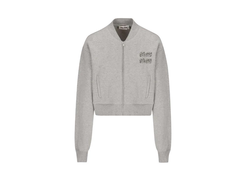 MIU MIU Embroidery Cotton Sweatshirt "Gray"