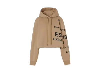 Burberry Horseferry Print Cotton Cropped Hoodie "Camel"