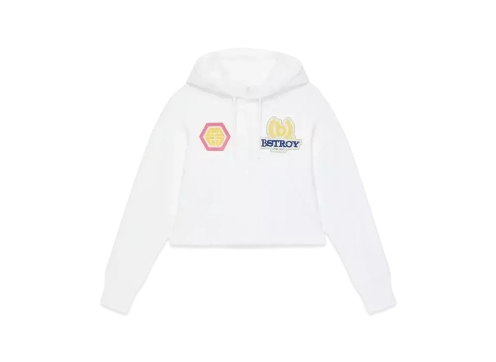 GIVENCHY Cropped Hoodie With Embroidered Patches "White"