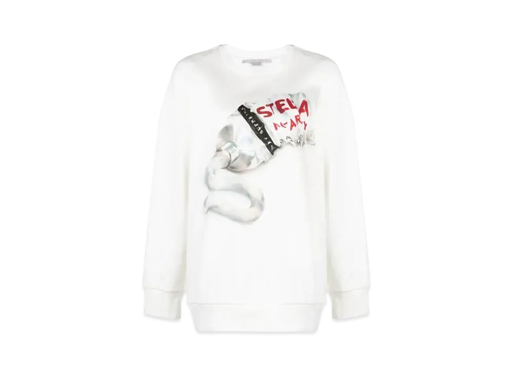 STELLA McCARTNEY Stella Logo Toothpaste Print Cotton Sweatshirt "Off White"
