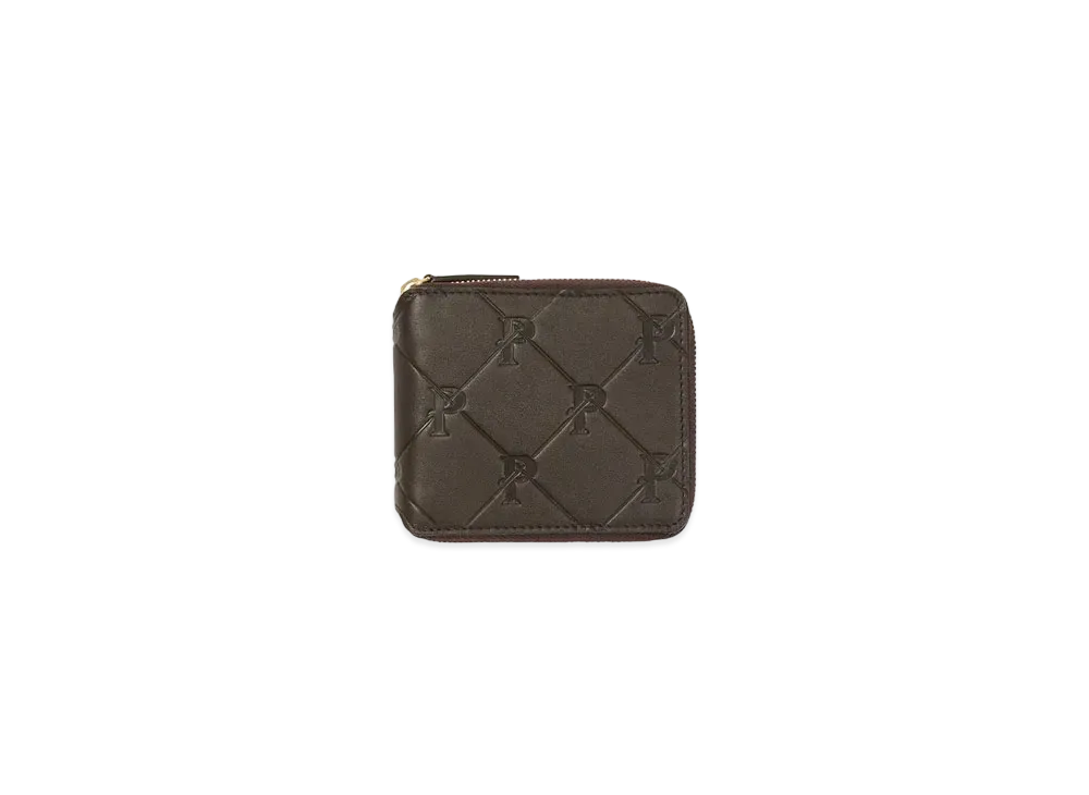 PALACE Pal-M-Gram Leather Zip Wallet "Brown"