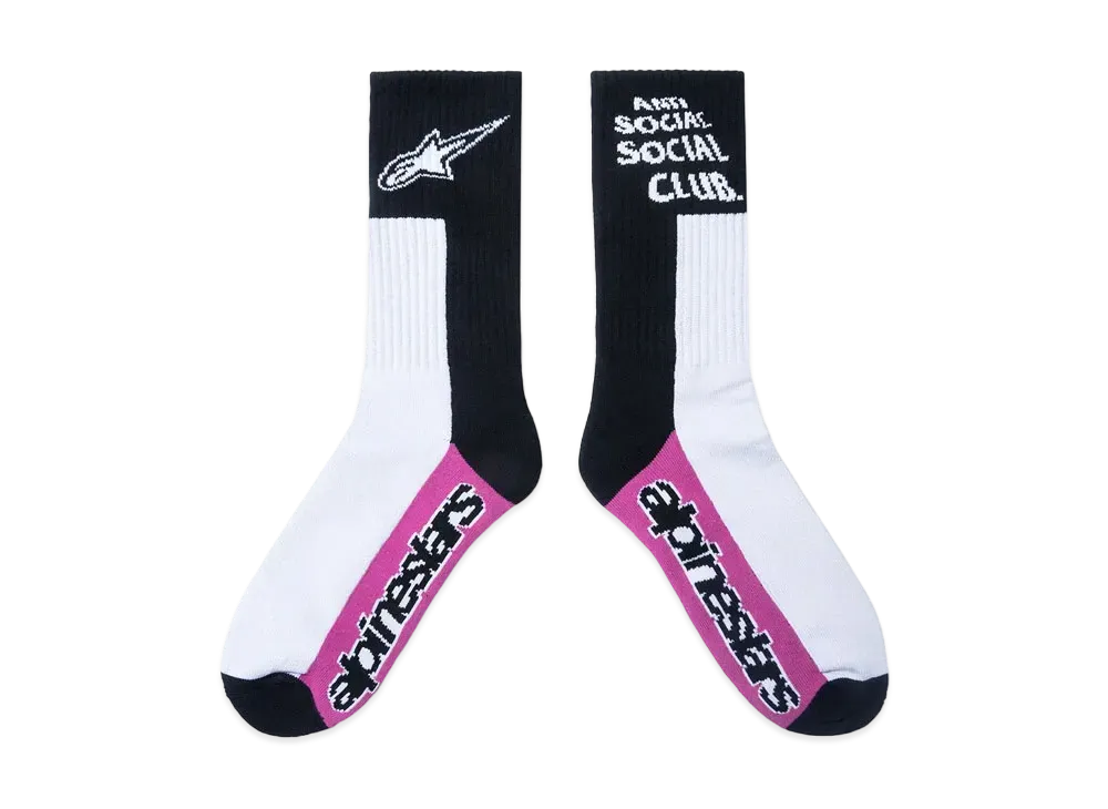 ANTI SOCIAL SOCIAL CLUB x Alpine Stars Black White Moto Socks "Black/White"