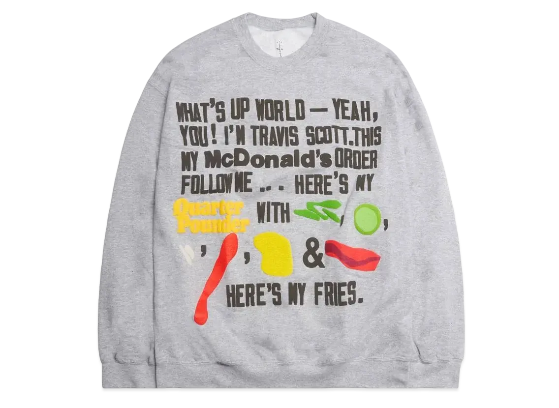 Travis Scott Cactus Jack x CPFM 4 CJ Script Crewneck Sweatshirt "Grey"