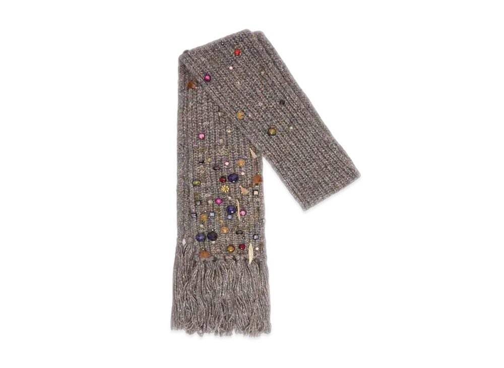 LOEWE x Howl's Moving Castle Embellished Scarf In Cashmere and Wool Blend "Multicolor"