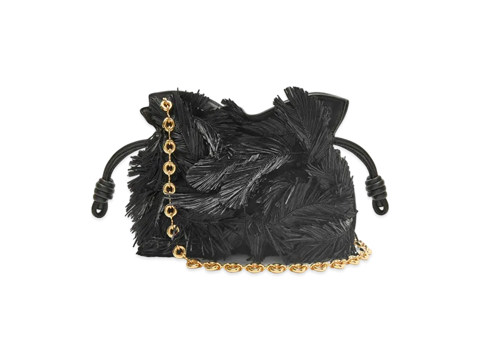 LOEWE x Howl's Moving Castle Howl Mini Flamenco Clutch In Suede and Raffia "Black"