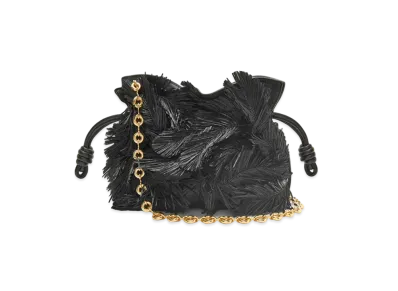 LOEWE x Howl's Moving Castle Howl Mini Flamenco Clutch In Suede and Raffia "Black"