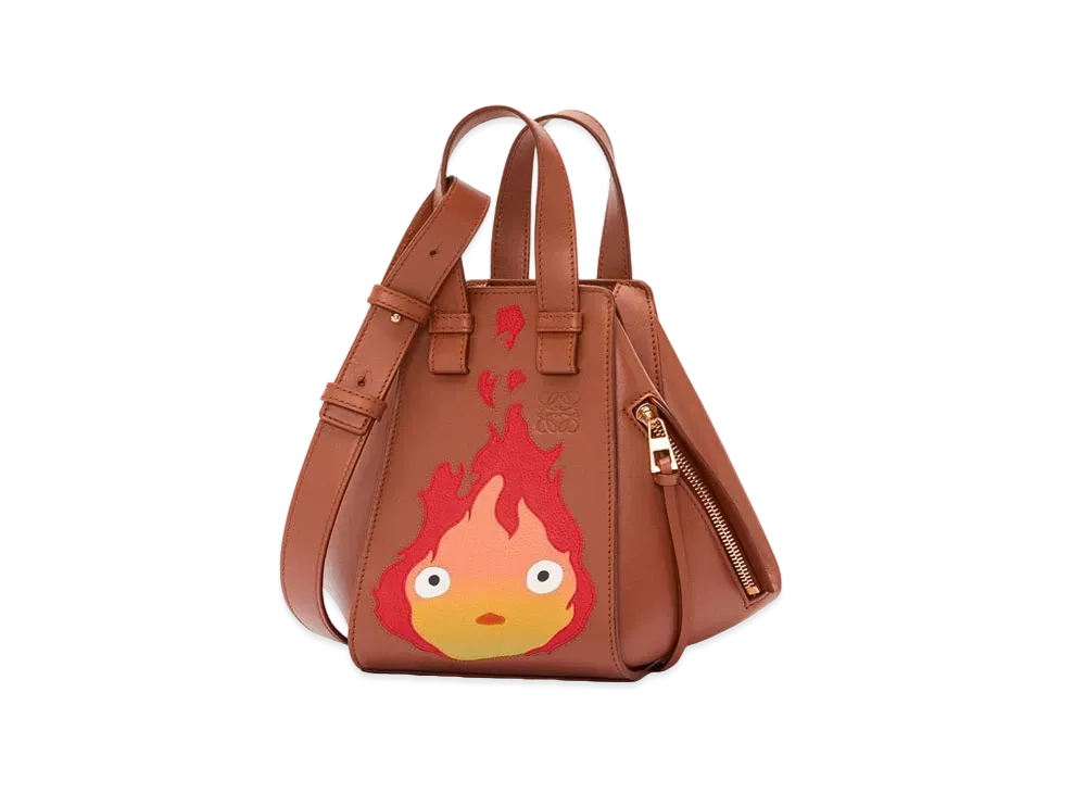 LOEWE x Howl's Moving Castle Calcifer Hammock Compact Bag In Satin Calfskin "Rust"