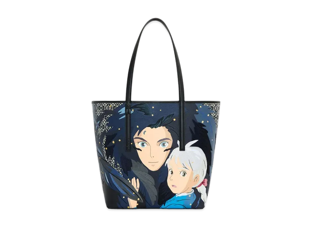 LOEWE x Howl's Moving Castle Howl T Tote Bag In Anagram Jacquard and Calfskin "Black"