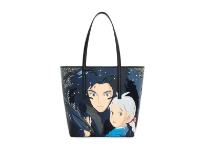 LOEWE x Howl's Moving Castle Howl T Tote Bag In Anagram Jacquard and Calfskin "Black"