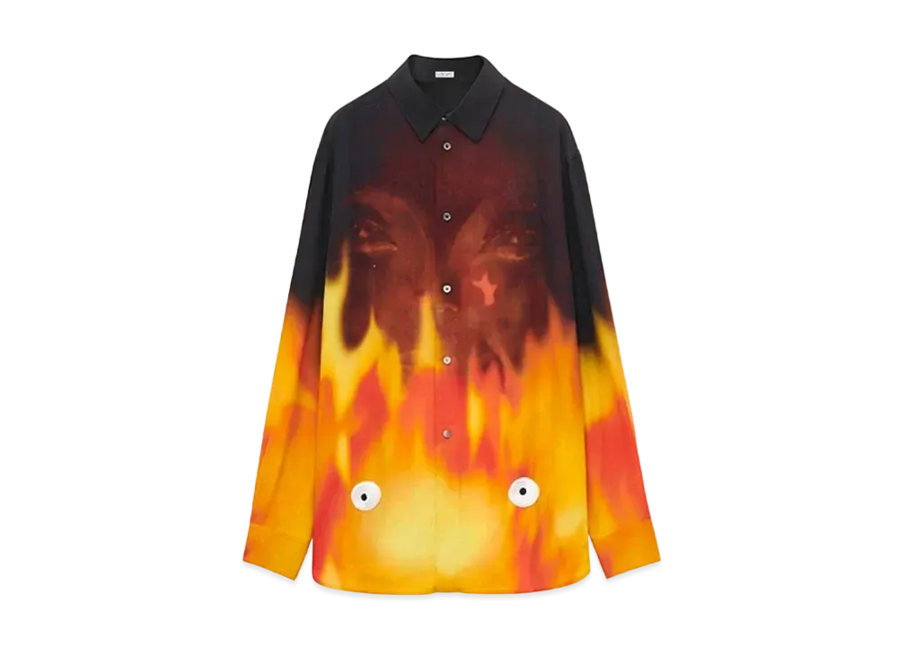 LOEWE x Howl's Moving Castle Calcifer Shirt In Viscose Online Exclusive "Orange Multitone"