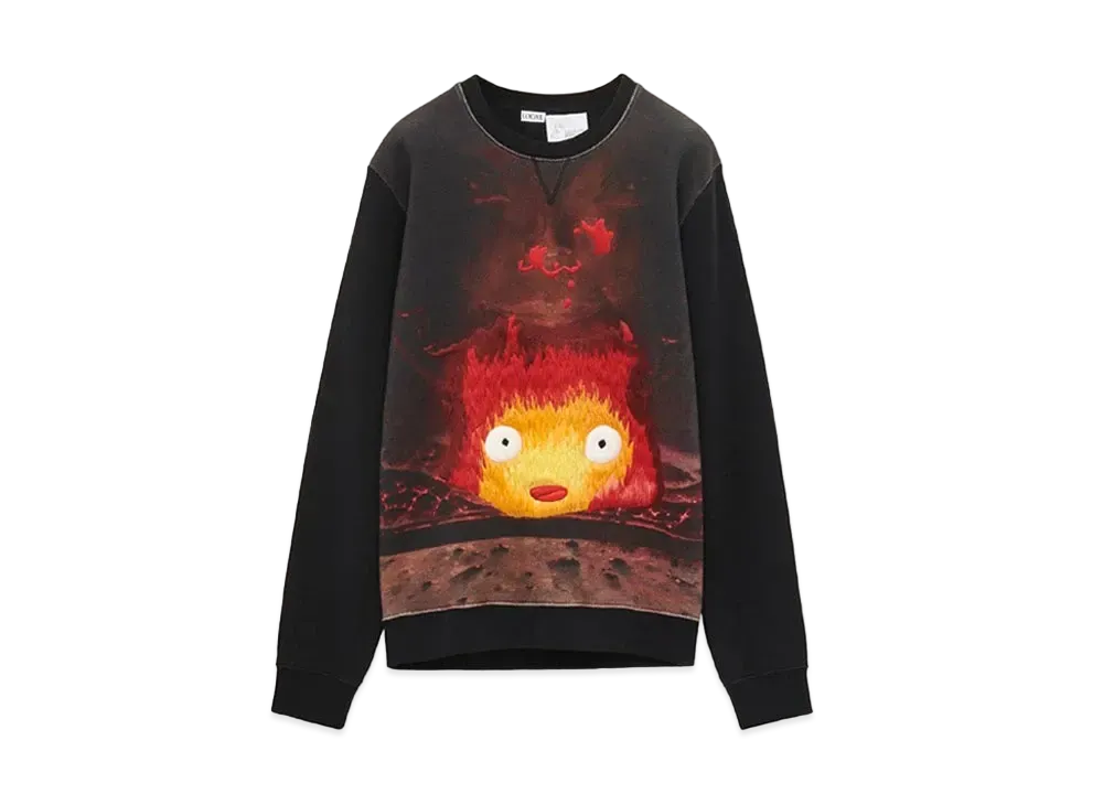 LOEWE x Howl's Moving Castle Calcifer Sweatshirt In Cotton "Black/Multicolor"