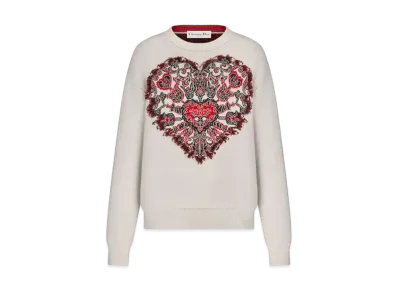 Dior Sweater Technical Cashmere and Wool Knit With Dior Bandana Motif "Ecru"
