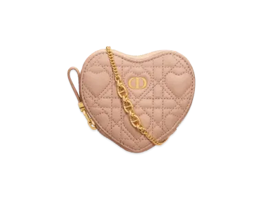 Dior Caro Heart Pouch With Chain Cannage Calfskin With Heart Motif "Pink"