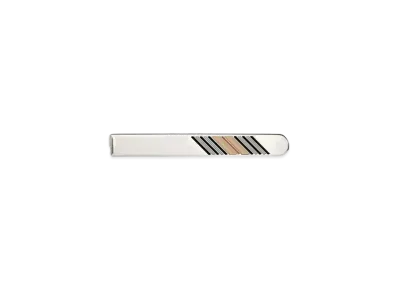 Burberry Icon Stripe Detail Palladium-Plated Tie Bar "Palladium"
