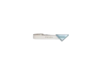 PRADA Sterling Sliver Tie Clip With Hard Stone "Silver/Topaz"