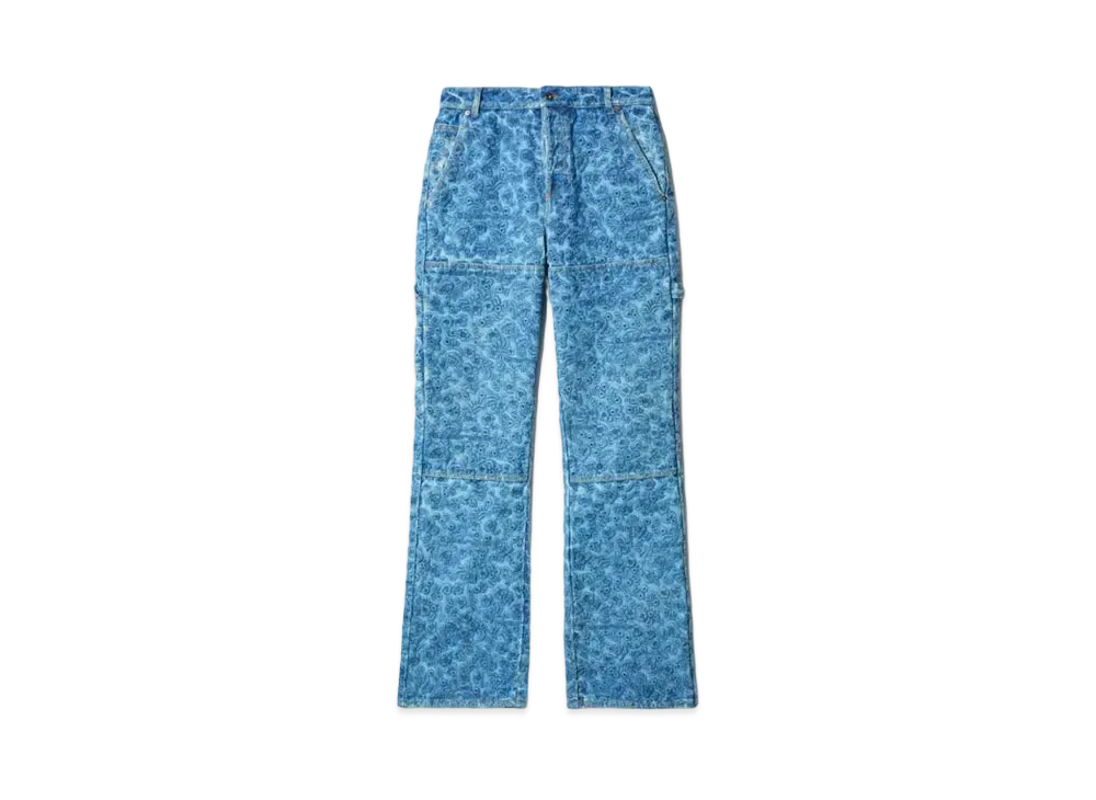 OFF-WHITE Flowers Emb Denim Flare Carp "Blue"