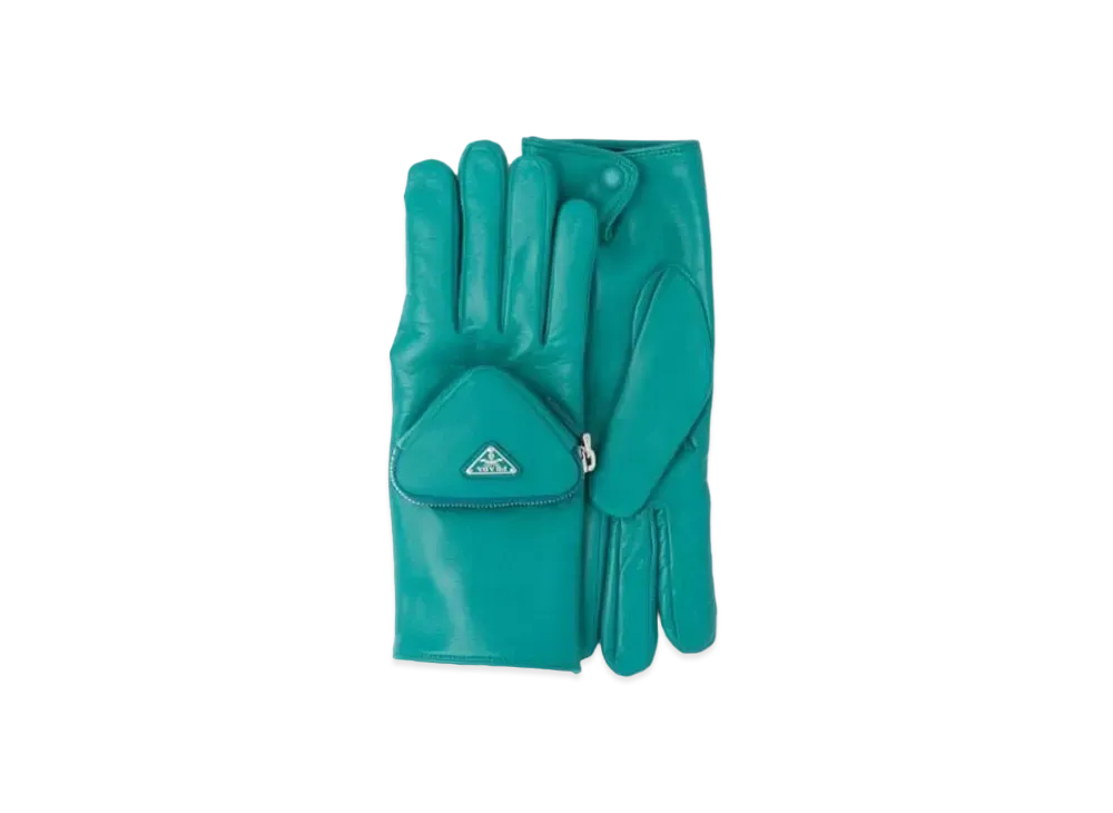 PRADA Napa Leather Gloves "Turquoise Blue"