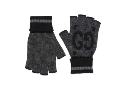 GUCCI GG Cashmere Fingerless Gloves "Grey/Black"