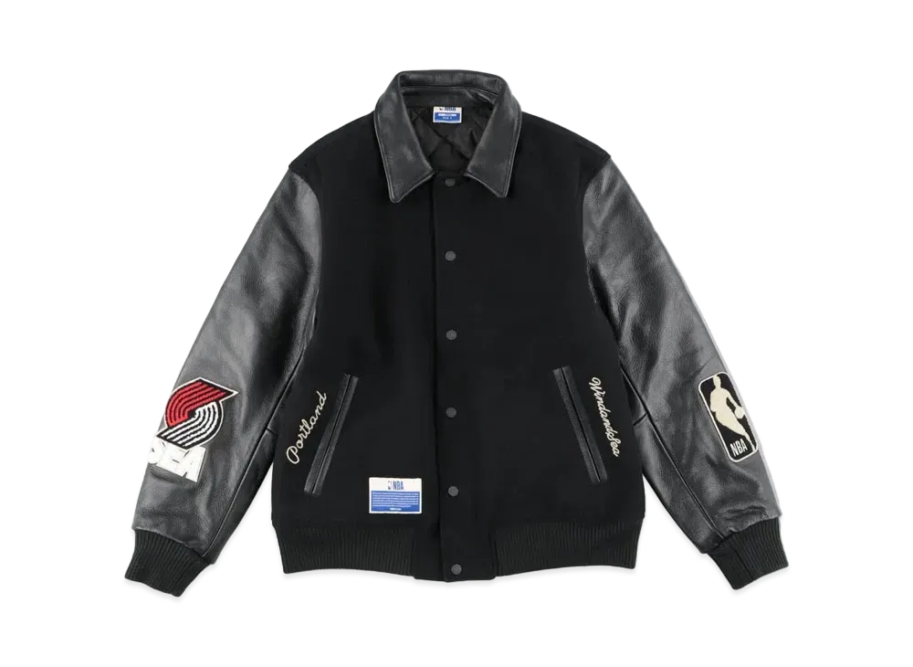 WIND AND SEA x NBA Leather Melton Jacket (Portland Trail Blazers) "POR"