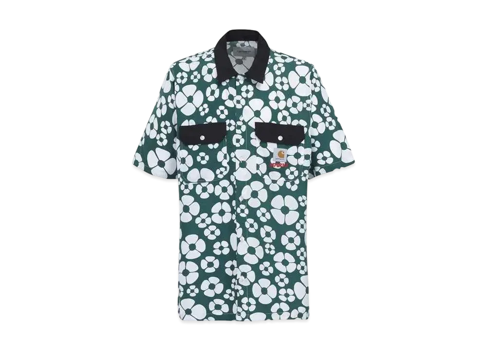 Marni x Carhartt WIP Green Short-Sleeved Floral Shirt "Forest Green"