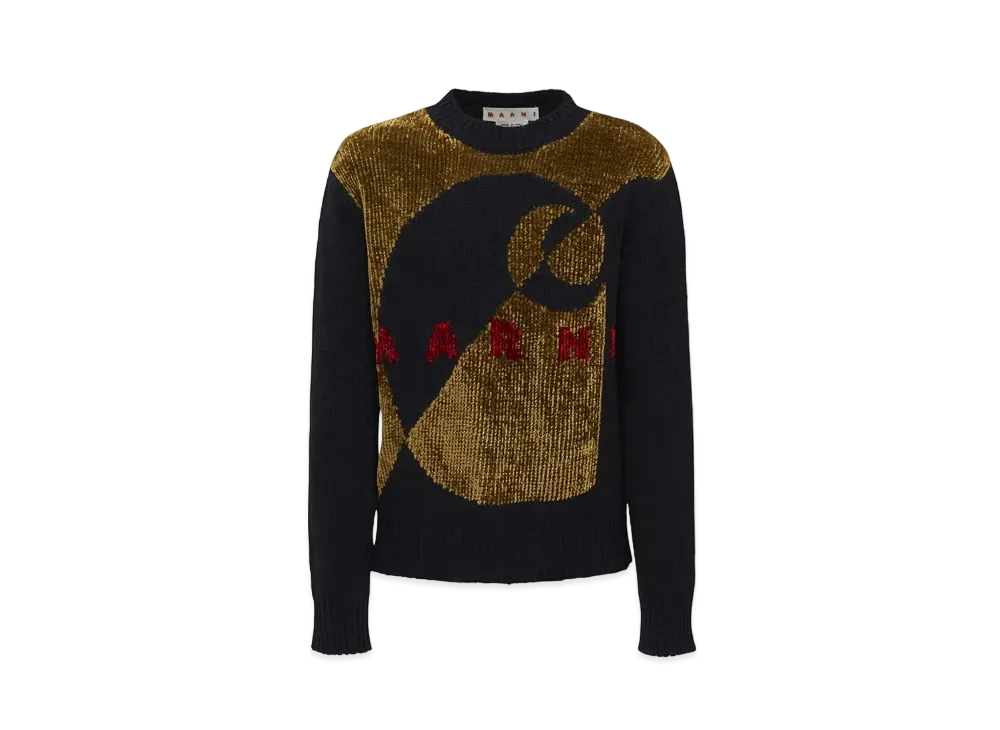 Marni x Carhartt WIP Jumper In Black Wool and Silk With Logo "Black"