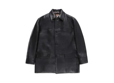 WACKO MARIA Leather Car Coat "Black"